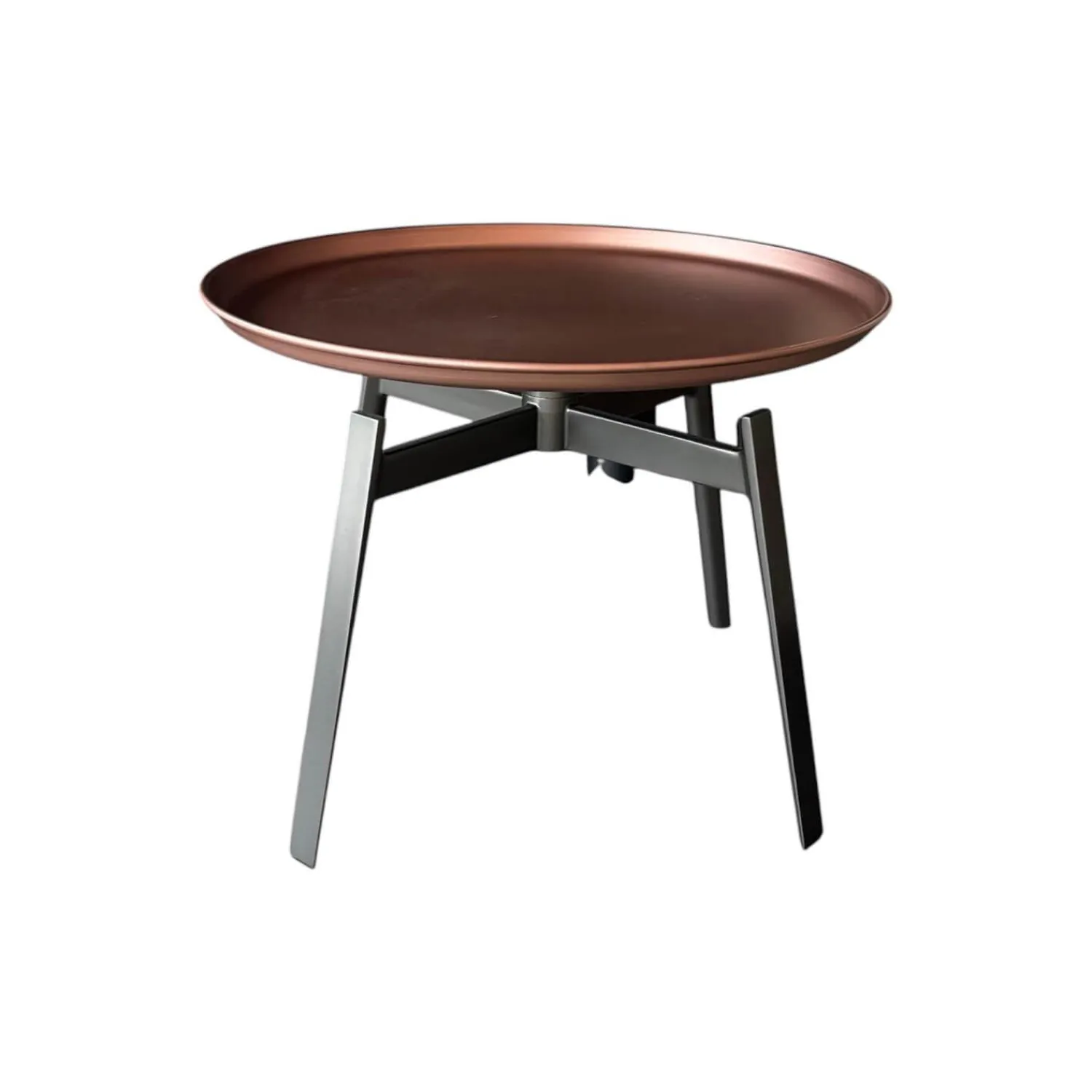 B&B Italia Nachttische|Nachttisch Husk Rund Und Klein Platte Kupfer Brüniert Gestell Nickel Bronzefarben Lackiert