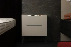 Interlübke Nachttische|Nachttisch Mell Mattlack M17 Sand Beige Weiß Gestell Chrom Mit 2 Schubladen