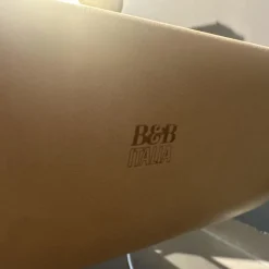 B&B Italia Nachttische|Nachttisch Quiet Lines Platte Rauchglas Leder Kasia 315 Wüstenfarben Braun Gestell Nickel Bronzefarben Lackiert