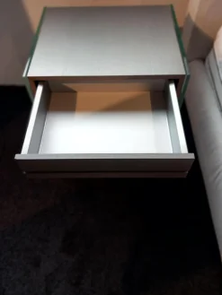 Swissflex Beistelltische|Nachttisch SF Eiche Anthrazit Glas Mit Schubkasten und Ablageboard