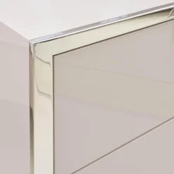 YOMEI Nachttische|Nachttisch Smart Pantex Taupe Gestell Edelstahl Poliert