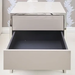 YOMEI Nachttische|Nachttisch Smart Pantex Taupe Gestell Edelstahl Poliert