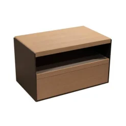 B&B Italia Nachttische|Nachttisch Surface Eiche Hell Gebürstet Gestell Nickel Bronzefarben Lackiert