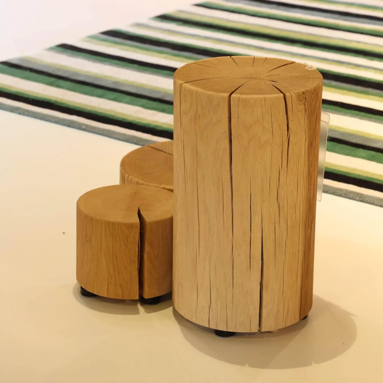 Team 7 Beistelltische|Naturholzzylinder Eiche Silber Dreiteilig