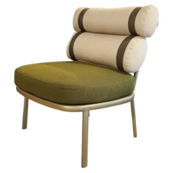 Kettal Gartenstühle|Outdoor Clubsessel Roll Bezug Sitzkissen Stoff Dedar Lam 288 Grün Gestell Aluminium Galena 105