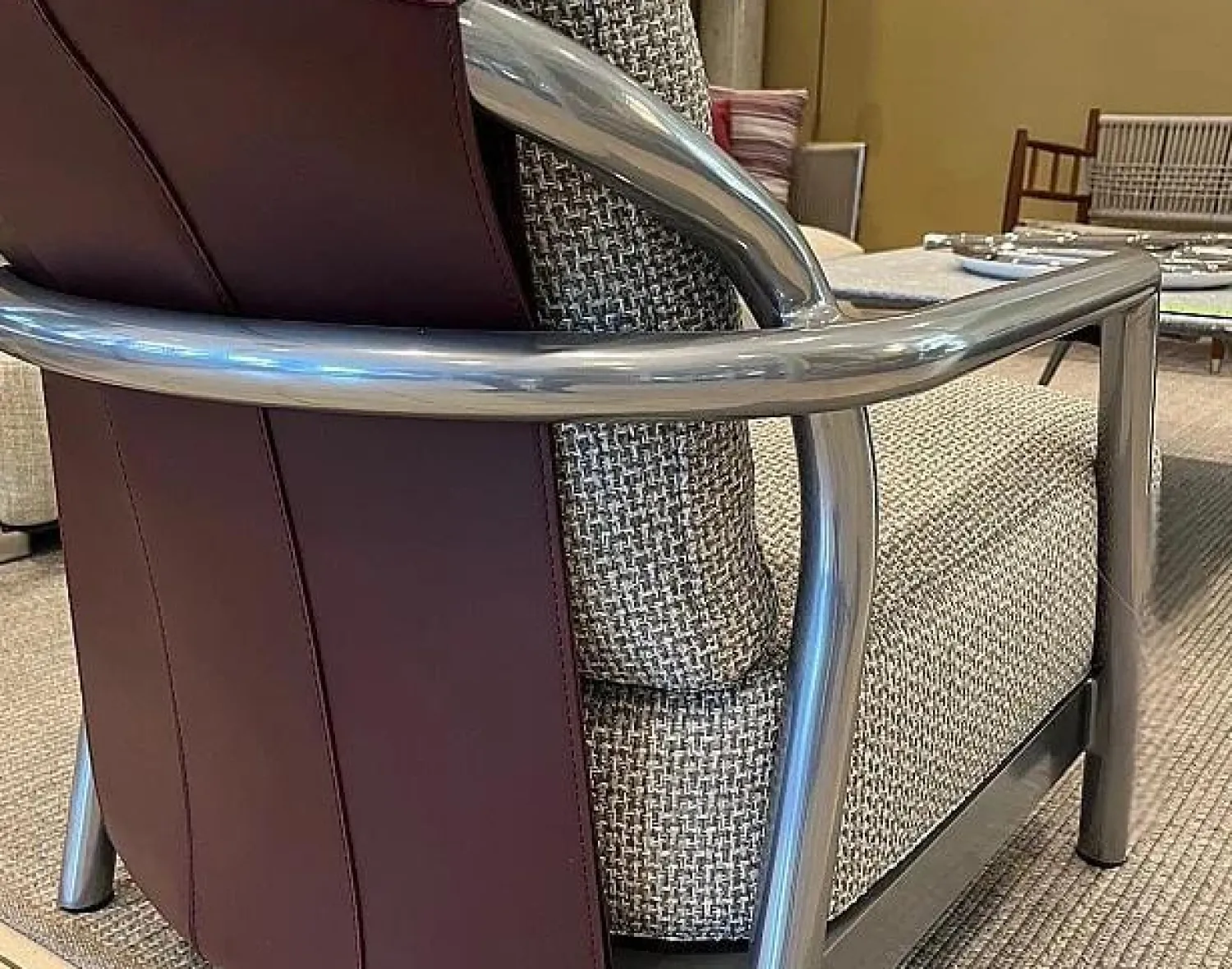 Flexform Loungesessel|Outdoor Sessel Alison Stoff Cacus N A73 C Grau Rücken Eco Leder Polyurethan Eva Bordeaux 7002 Rot Gestell Aluminium Lackiert