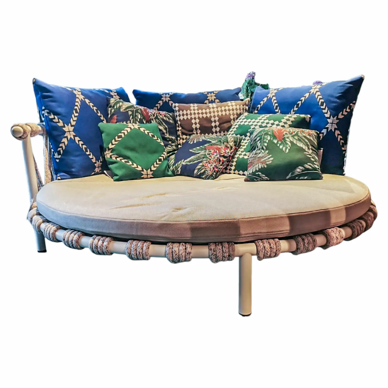 Cassina Loungemöbel|Outdoor Sofa Trampoline 561 Stoff Egadi Argento Seil Teipan mit 9 Kissen