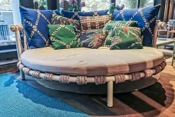 Cassina Loungemöbel|Outdoor Sofa Trampoline 561 Stoff Egadi Argento Seil Teipan mit 9 Kissen