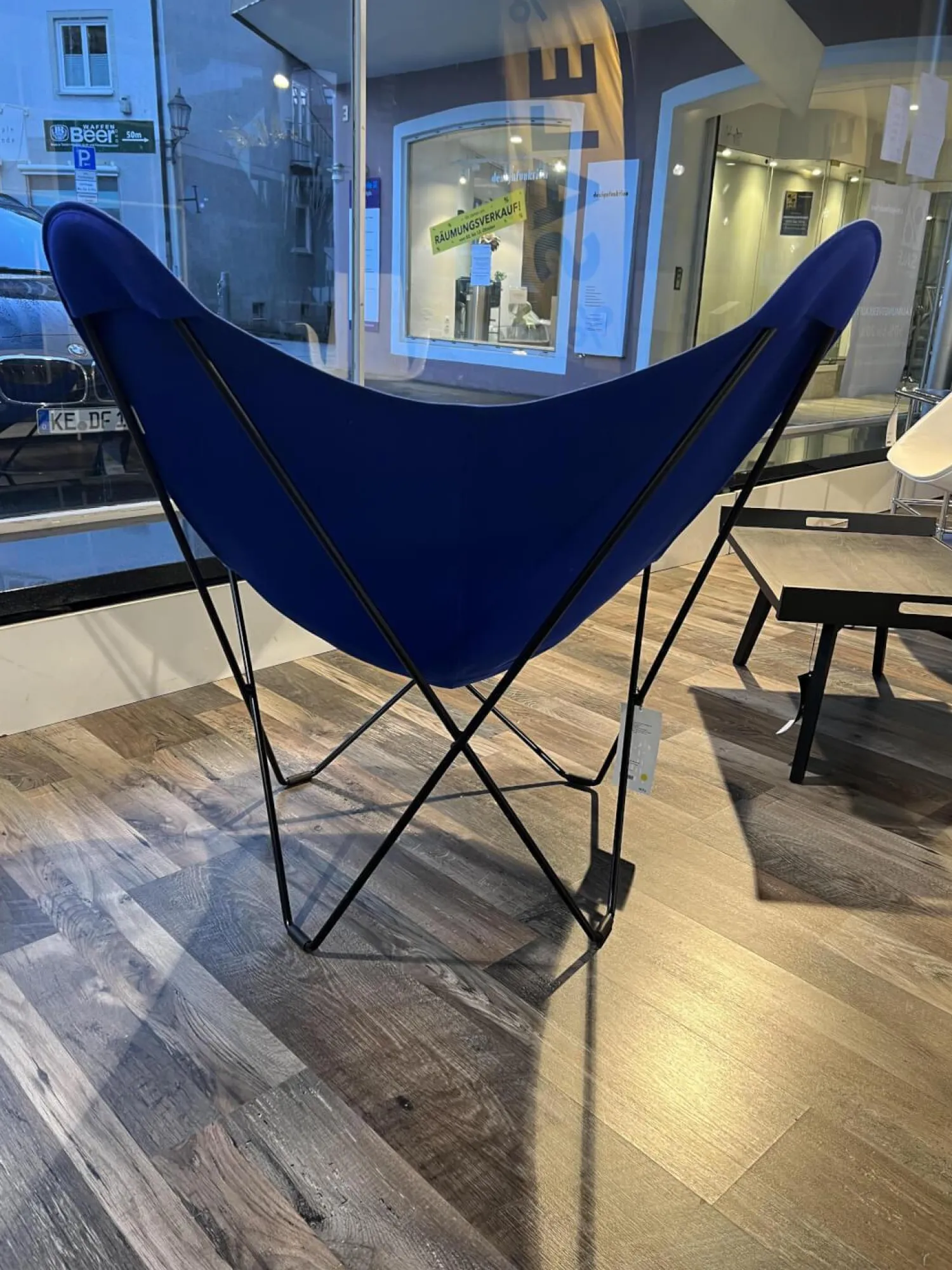 Cuero Design Einzelstühle|Outdoor Stuhl Sunshine Mariposa Sunbrella Stoff Atlantikblau Blau Gestell Stahl Schwarz