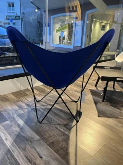 Cuero Design Einzelstühle|Outdoor Stuhl Sunshine Mariposa Sunbrella Stoff Atlantikblau Blau Gestell Stahl Schwarz