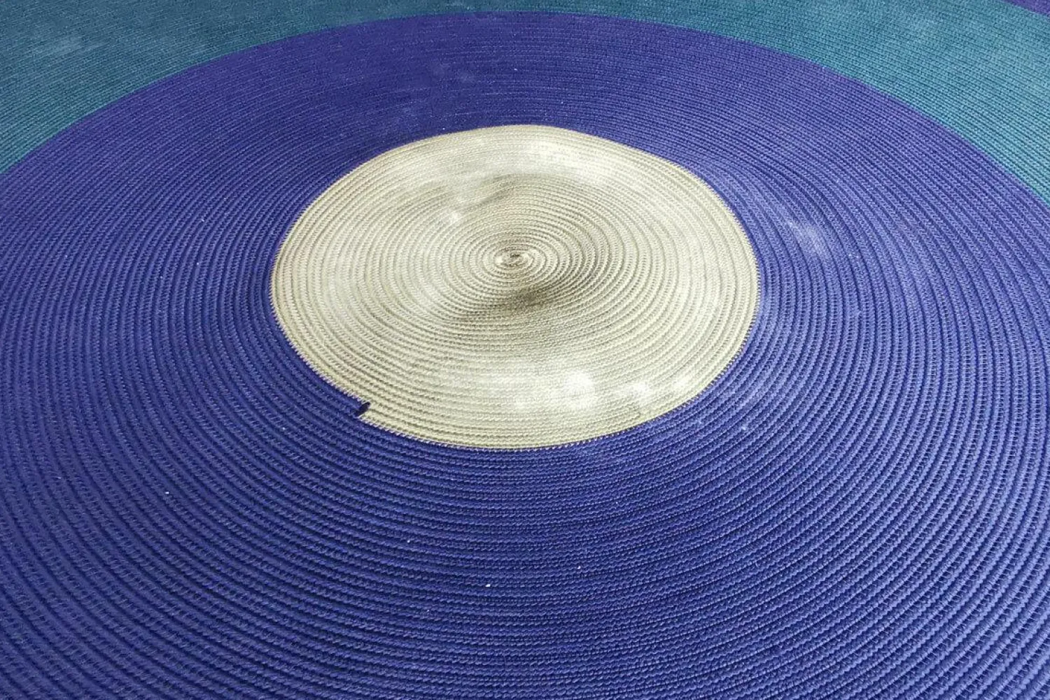 Cassina Teppiche|Outdoor Teppich 300x300 Circus Handgewebtes Polypropylen-Seil Dunkelblau Dunkelgrün Gelb