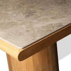 Kettal Gartentische|Outdooresstisch Giro Platte Keramik Gris du Gent Gestell Teakholz