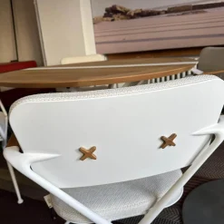 Royal Botania Essgruppen|Outdoorgruppe Tisch Traverse Platte Teakholz 4 Stühle Exes Bezug Stoff Creme Gestell Aluminium Weiß