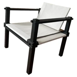 COR Loungemöbel|Outdoorsessel Farmer Bezug Stoff Weiß Grau Massivholzgestell Schwarz Geölt