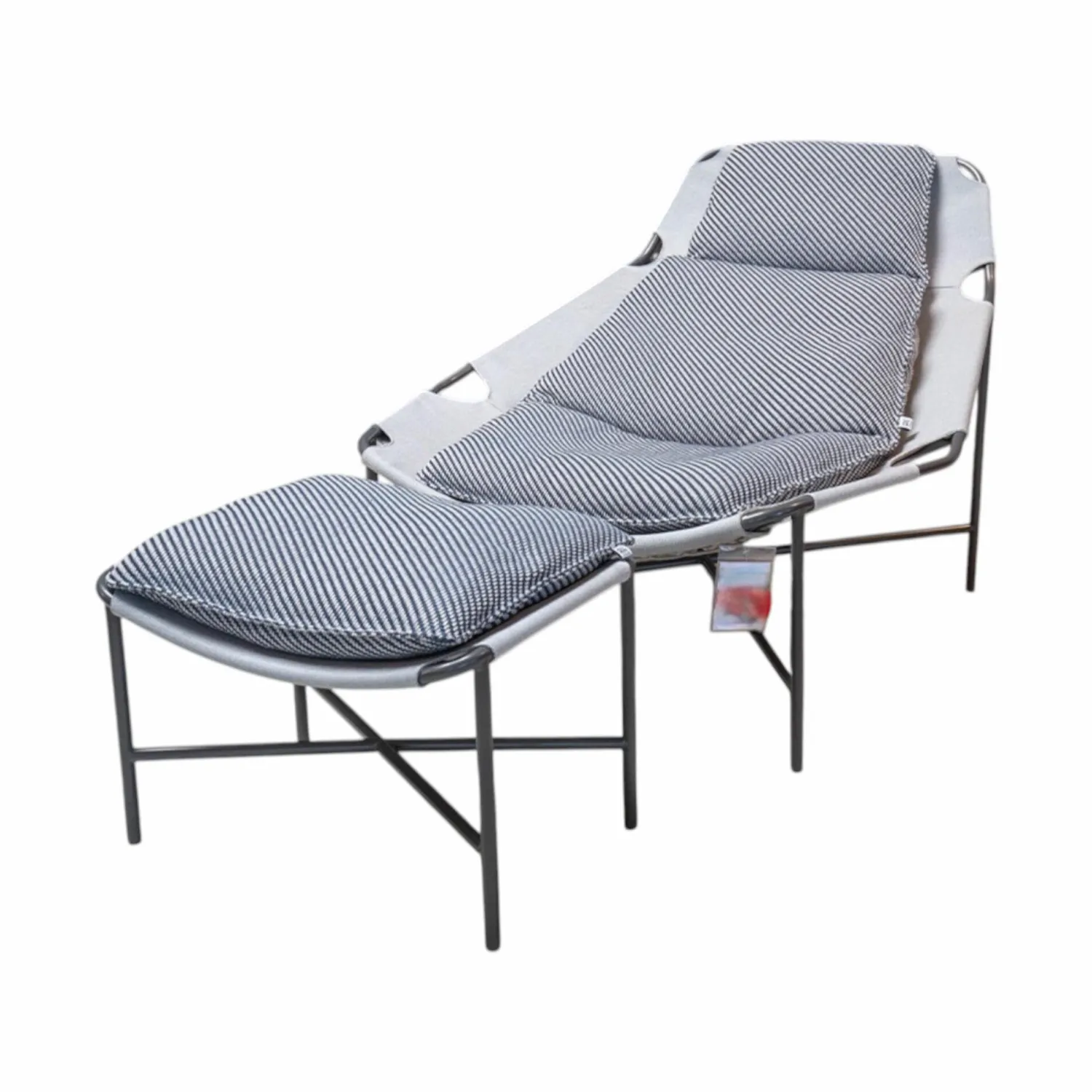 Rolf Benz Loungesessel|Outdoor-Sessel Jackout Stoff 20 462 Graublau Gestell Metall Anthrazit Pulverbeschichtet Inklusive Hocker