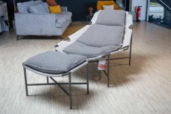 Rolf Benz Loungesessel|Outdoor-Sessel Jackout Stoff 20 462 Graublau Gestell Metall Anthrazit Pulverbeschichtet Inklusive Hocker