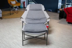 Rolf Benz Loungesessel|Outdoor-Sessel Jackout Stoff 20 462 Graublau Gestell Metall Anthrazit Pulverbeschichtet Inklusive Hocker