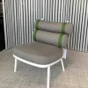 Kettal Loungemöbel|Outdoorsessel Roll Bezug 289 Fog Lamindo und 039 Green Stripe Gestell 721 Chalk