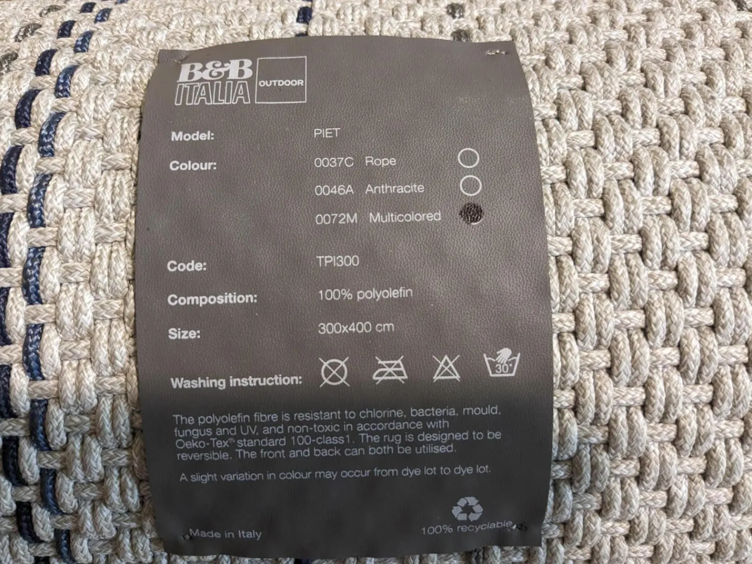 B&B Italia Teppiche|Outdoor-Teppich Piet TPI30 Mehrfarben Beige Blau Rot