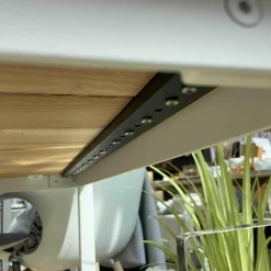 Janua Gartentische|Outdoortisch S600 Akazie Roh Gebürstet Gestell Edelstahl Grauweiß Pulverbeschichtet