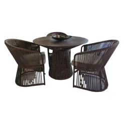 Varaschin Essgruppen|Outdoor-Tischgruppe Tibidado Corton Bordo Marone Tisch mit 3 Stühlen