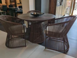 Varaschin Essgruppen|Outdoor-Tischgruppe Tibidado Corton Bordo Marone Tisch mit 3 Stühlen