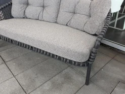 Cane Line Loungemöbel|Outdoosofa Ocean Large 2 Sitzer Geflecht Soft Rope Dark Grey Dunkelgrau Kissensatz Stoff Wove Grau Gestell Aluminium Pulverbeschichtet Grau