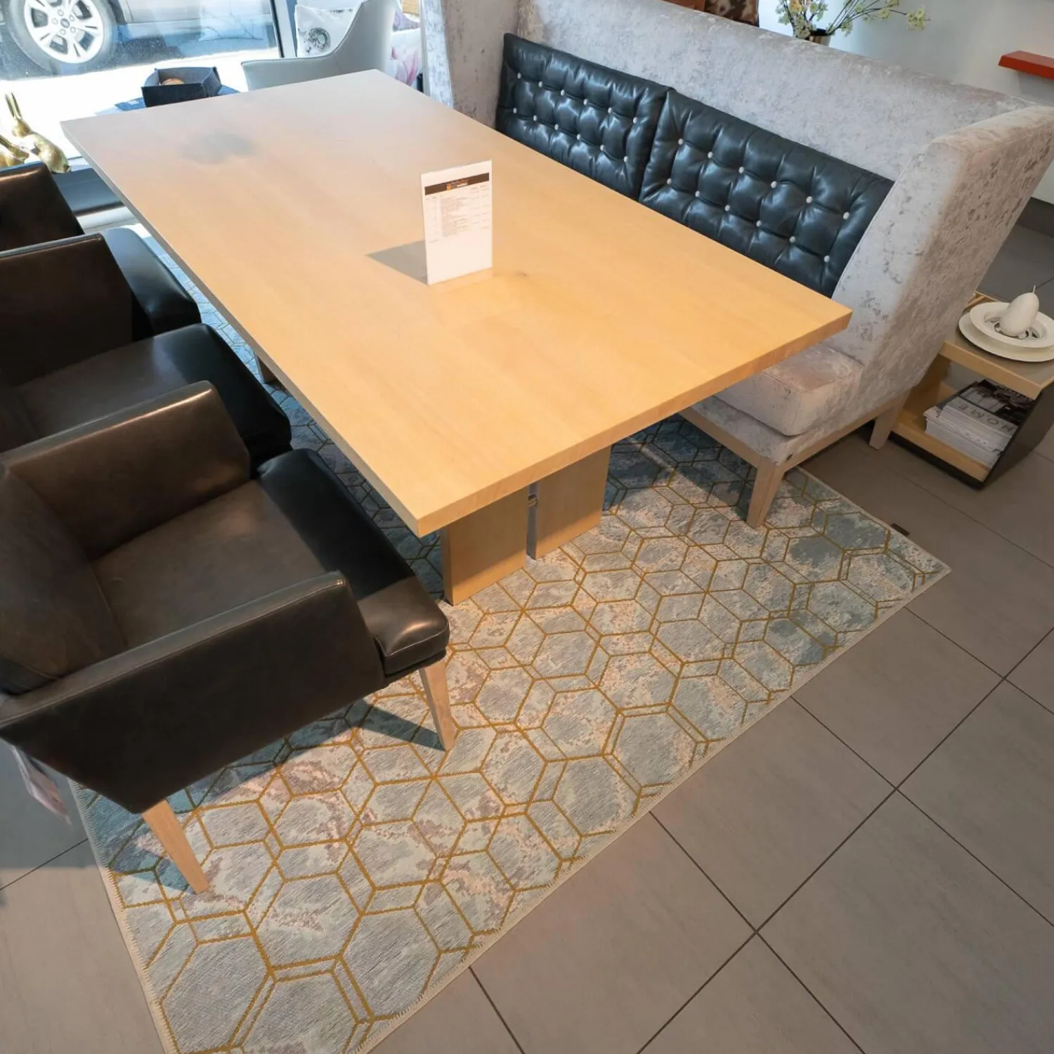 Bielefelder Werkstätten Essgruppen|Polo Tischgruppe Tisch Eiche Gekalkt Hell 3 Stühle Bank