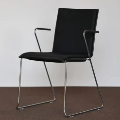 Thonet Einzelstühle|Polsterarmlehnstuhl S182 PFST Bezug Cava3 Schwarz Sitzschale Formholz Buche Schwarz