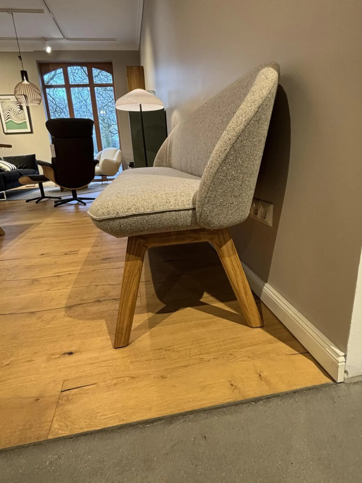 Team 7 Bänke|Polsterbank Flor Stoff Ripley R10 Grau Beige Natur Meliert Gestell Eiche Natur Geölt