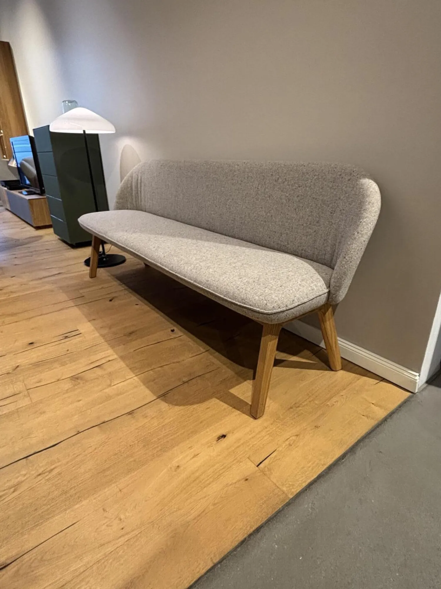 Team 7 Bänke|Polsterbank Flor Stoff Ripley R10 Grau Beige Natur Meliert Gestell Eiche Natur Geölt