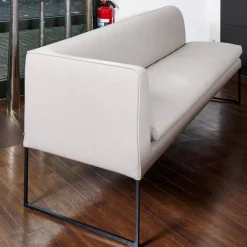 COR Bänke|Polsterbank Mell Mit Kissen Stoff 9717 Kiesel Metallgestell Pulver Schwarz