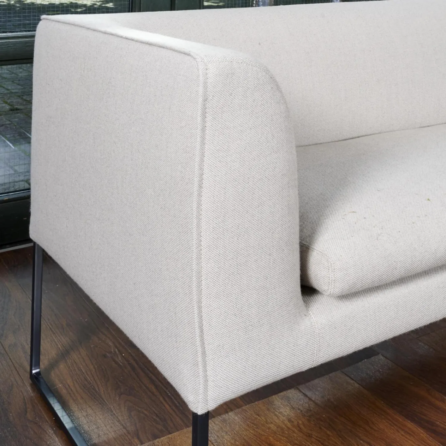 COR Bänke|Polsterbank Mell Mit Kissen Stoff 9717 Kiesel Metallgestell Pulver Schwarz