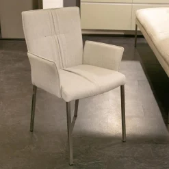 WK Wohnen Stuhlsets|Polsterbank Mit Sessel Und 3 Stühlen Leder Toledo Perle Weiß Creme