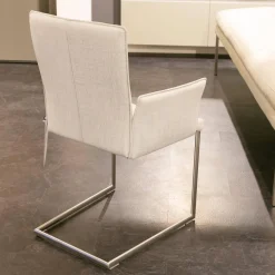 WK Wohnen Stuhlsets|Polsterbank Mit Sessel Und 3 Stühlen Leder Toledo Perle Weiß Creme