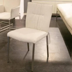 WK Wohnen Stuhlsets|Polsterbank Mit Sessel Und 3 Stühlen Leder Toledo Perle Weiß Creme