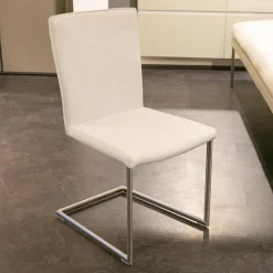 WK Wohnen Stuhlsets|Polsterbank Mit Sessel Und 3 Stühlen Leder Toledo Perle Weiß Creme