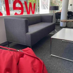 Signet Bänke|Polsterbank Modell Blue City Stoff Malin Anthrazit Kufen Edelstahl Bezug Abnehmbar