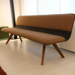 Hülsta Bänke|Polsterbank Solid B1222 Stoff LDS37 Linea Nussbaum Geölt