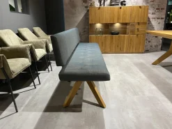 Team 7 Bänke|Polsterbank Yps BYS 21 PO R Stoff Canvas 734 Grau Gestell Eiche Naturöl 2407