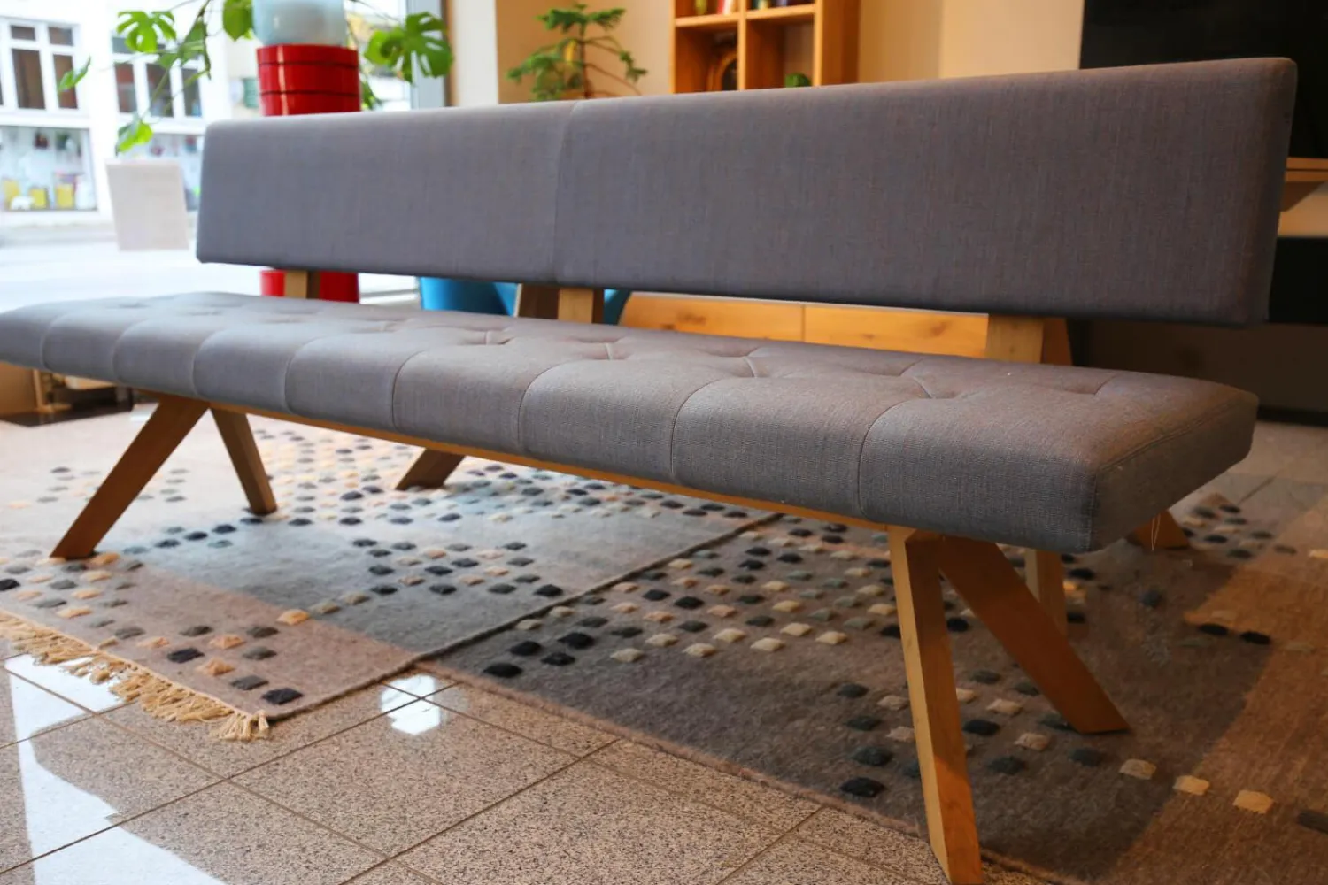 Team 7 Bänke|Polsterbank Yps Stoff Kvadrat Canvas 734 Untergestell Eiche Massiv Weißöl