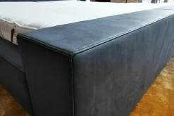 Möller Design Polsterbetten|Polsterbett Brian Kopfteil A Niedrig Leder Novara 0523 Black Off Schwarz Fußplatte Holz Schwarz