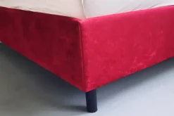 WK Wohnen Polsterbetten|Polsterbett Camera WK113 Stoff WK24011 Rot Kopfteil K17 Rautensteppung Rot Gestell Metallfüße Schwarz Lackiert Mit Matratze Und Lattenrahmen Ohne Bettkasten Decke Sowie Kissen