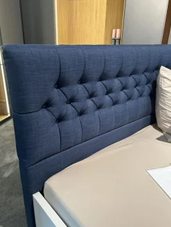 Contur Polsterbetten|Polsterbett Cilento Lack Kristallgrau Matt Polsterkopfteil Mit Steppung Und Zierknöpfen Stoff 9367 Blau Ohne Matratze