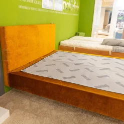 Dormiente Polsterbetten|Polsterbett Clia 2 Basisbezug Stoff Max Cotton Natur 061 Dekobezug Glenville Honey F1872 36 Gelb Orange Füße Buche Geölt Ohne Matratze Ohne Lattenrost