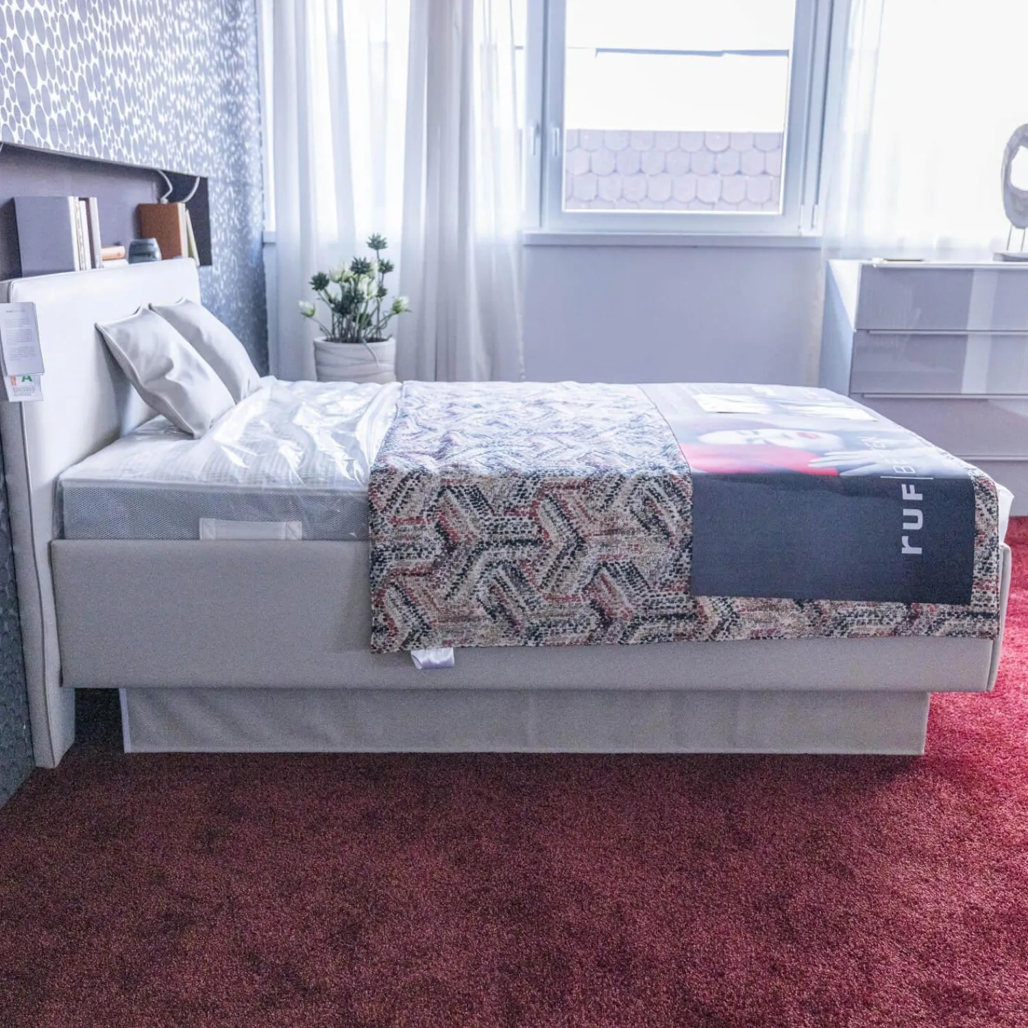 RUF Betten Polsterbetten|Polsterbett Composium Bezug Lederoptik Sand Grau Mit Matratze Und Kissen