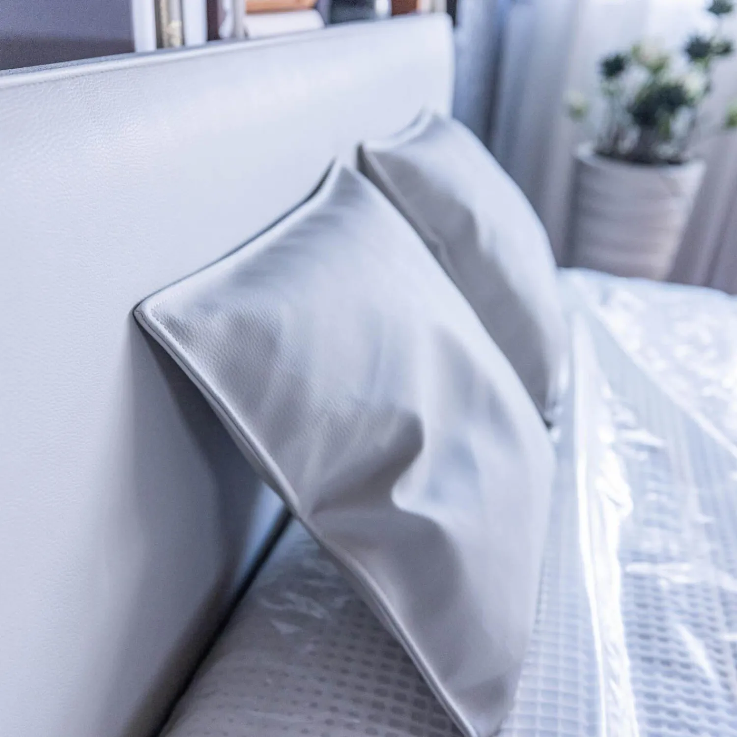 RUF Betten Polsterbetten|Polsterbett Composium Bezug Lederoptik Sand Grau Mit Matratze Und Kissen