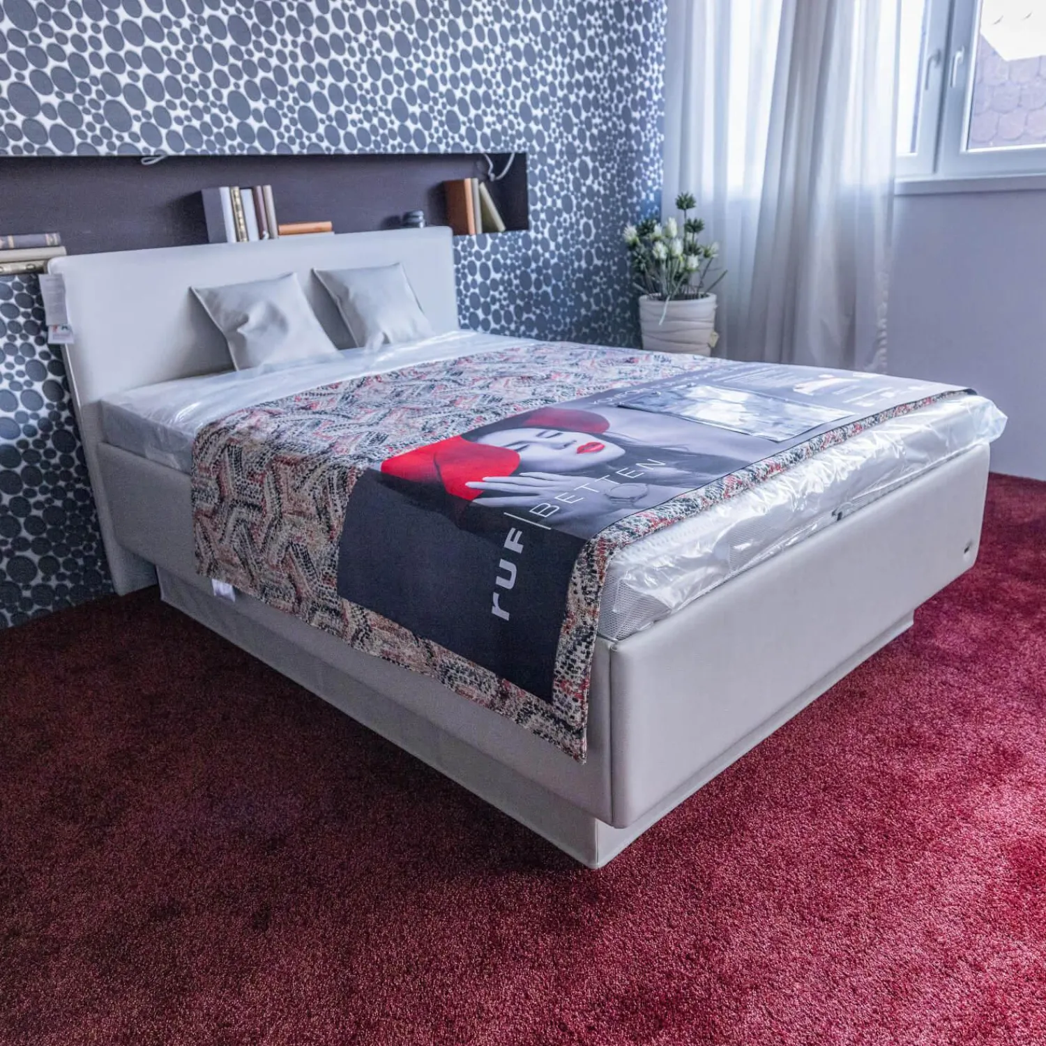 RUF Betten Polsterbetten|Polsterbett Composium Bezug Lederoptik Sand Grau Mit Matratze Und Kissen