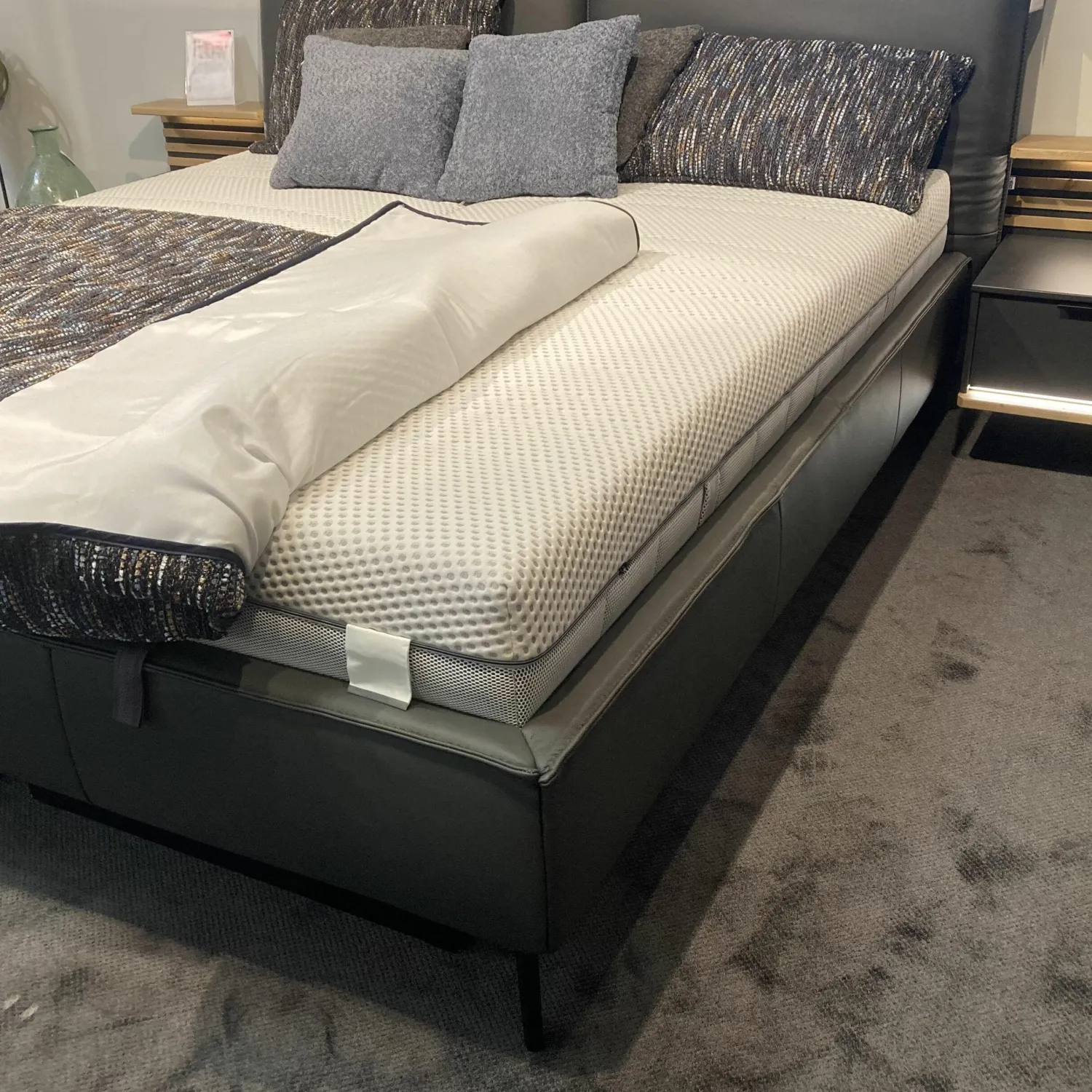 Musterring Polsterbetten|Polsterbett Drake Leder Anthrazit Fuß Metall Anthrazit Inklusive Matratzen