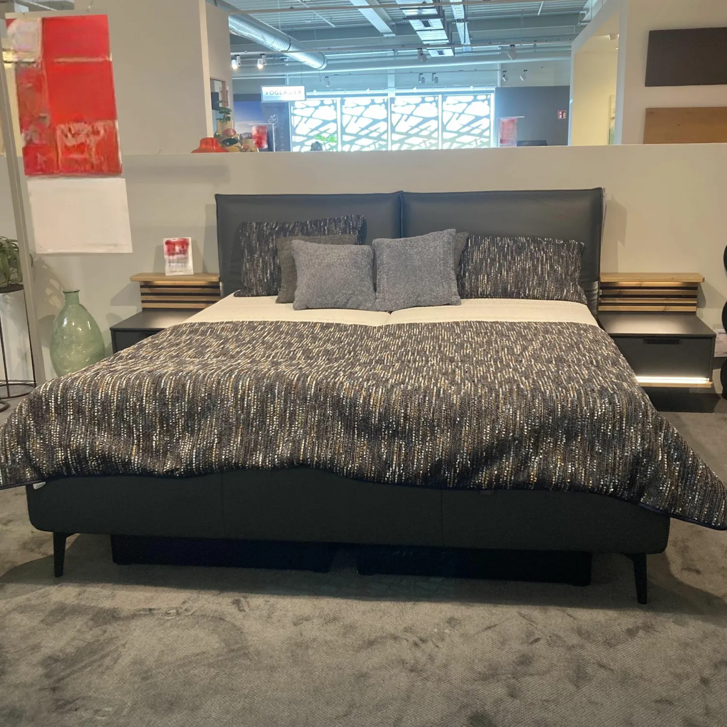 Musterring Polsterbetten|Polsterbett Drake Leder Anthrazit Fuß Metall Anthrazit Inklusive Matratzen